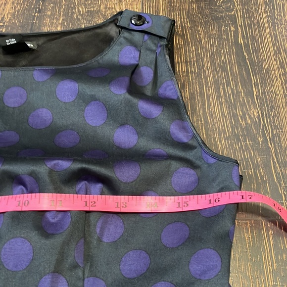 Club Monaco | Purple and Black Polka Dot Midi Dress Sleeveless Crew Neck - Picture 11 of 14